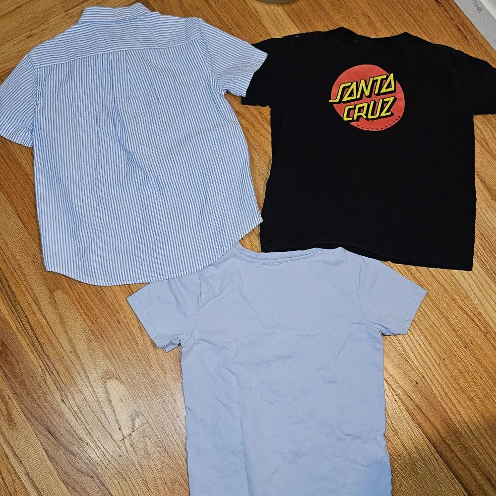 Ralph Lauren Blue Striped Button Down Shirt, Santa Cruz, and Dogs Shirt Pack